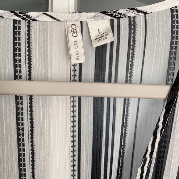 Cato women’s black and white striped high low duster - Picture 3 of 5